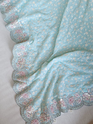 Chikankari georgette saree in blue