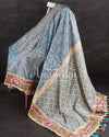 Pastel Blue Ikkat Silk Saree with embroidered border