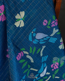 Muslin jamdaani saree in a beautiful peacock blue shade