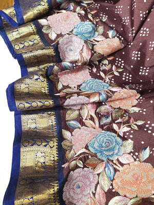 Kanjeevaram in a beautiful shade of brown with a dark blue border