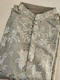Grey floral thread embroidered kurta