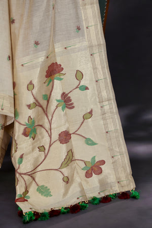 Elegant Cotton Paithani Saree in lovely beige