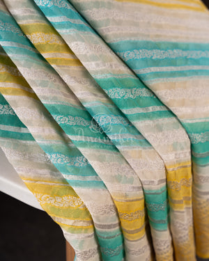 Banarasi Georgette saree in a beautiful shade of blue and yellow