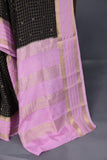 Mysore crepe silk saree in a lovely black and blush pink combo