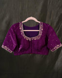 Rawsilk saree in magenta with plum border