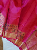 Kanjeevaram in a beautiful shade of majenta with a woven paithani styled border