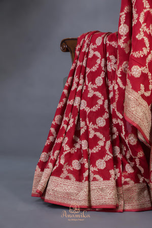 Banarasi Silk Saree in ravishing red