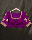 Mysore crepe silk saree in a lovely color combo of pastel green and purple