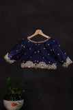 Rich navy blue blouse with grand zardosi work