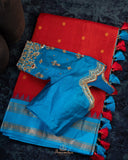 Timeless Gadwal Pattu saree in regal red color