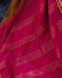 Mysore crepe silk saree in a lovely color combo of earthy brown and magenta