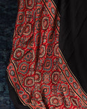 Beautiful black ajrak saree on modal silk