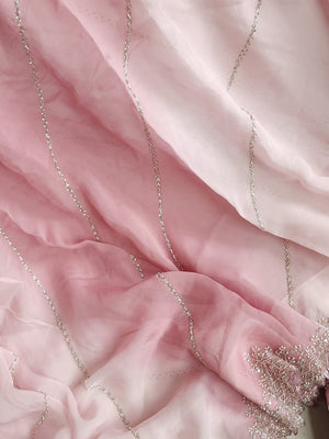 Shaded pink Georgette saree with work border