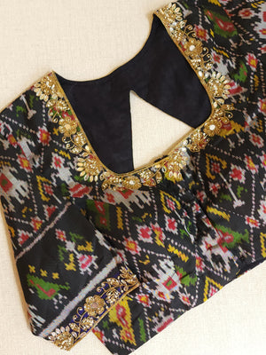 Black Patola blouse with beautifully designed zardosi work