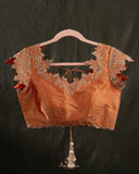 Organza tissue saree in a lovely combo of grey and light orange
