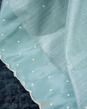 Pure tusser silk saree - pearl work elegance