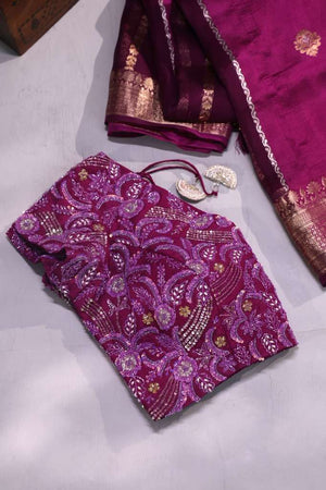 A heavy all over work blouse in magenta