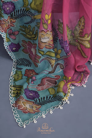 Hand painted kalamkari organza saree