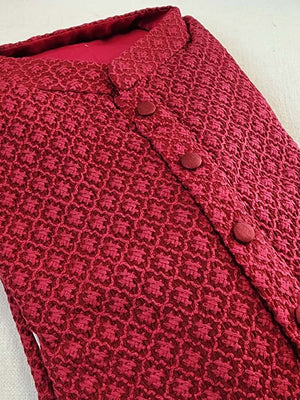 Maroon heavy thread embroidered kurta