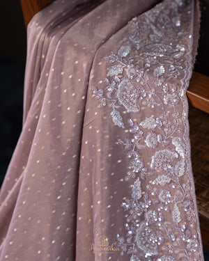 Brocade tissue georgette sarees with intricately embroidered border