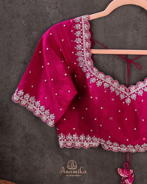 Paithani Tusser Georgette in a new shade of purplish pink