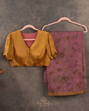 Pure organza saree with beautiful kalamkari prints