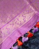 Banarasi Silk Saree in a lovely combo of orange and lavender