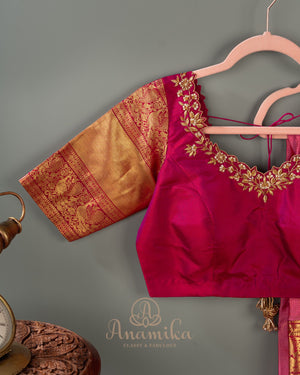 Gadwal Kanchi saree in a lovely pink and wine combo