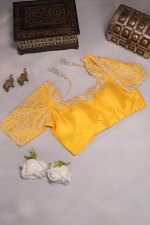 Kanjeevaram Tissue saree in silver and yellow