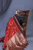 A beautiful floral Tusser Georgette - Rust Orange