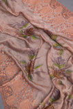 Crushed tissue saree in peach with beautiful cutwork border
