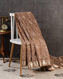 Organza saree in light brown with all over thread embroidery (Copy)