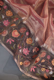 Banarasi tissue saree in luxurious rose gold shade