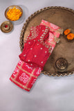 Bandini gharchola on gaji silk in hues of peach and pink