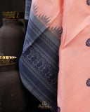Peach and Steel blue Gadwal pattu saree