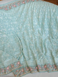 Chikankari georgette saree in blue