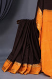 Mysore crepe silk saree in a lovely brown and light orange combo