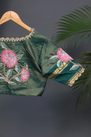 Timeless Gadwal saree with floral appliqué work