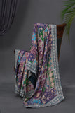 Designer Georgette Saree in hues of blue, green and purple