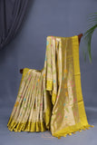 A beautiful Paithani inspired Georgette saree - Lime Green