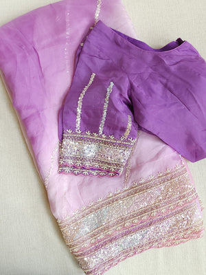 Lilac Love - pretty Georgette saree in a lovely lilac hue