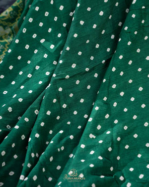 A beautiful green saree - Bandini Crepe with Patola
