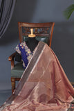 Banarasi tissue saree in luxurious rose gold shade