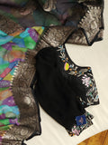 Banarasi Chiffon saree in black with rangkart pattern