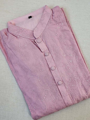 Lovely lilac chanderi kurta with beautiful floral embroidery all over