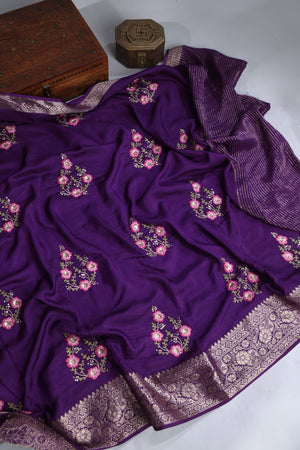 Soft Silk Saree in purple at a budget friendly price