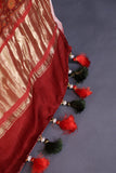 Bandini Gharchola in a lovely olive green shade with kalamkari pallu