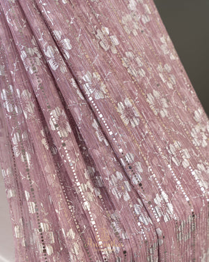 Stunning mirror work georgette saree in pink