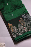 Regal chanderi pattu in a stunning emerald green color