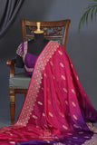 Soft crepe silk sarees in dual shades with designer blouses